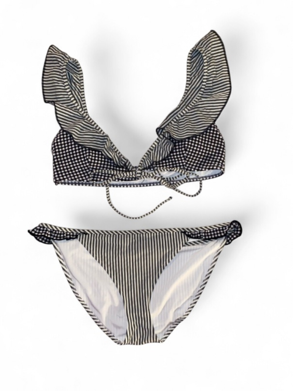 aerie Black & White Striped Ruffle Bikini - Picture 3 of 13